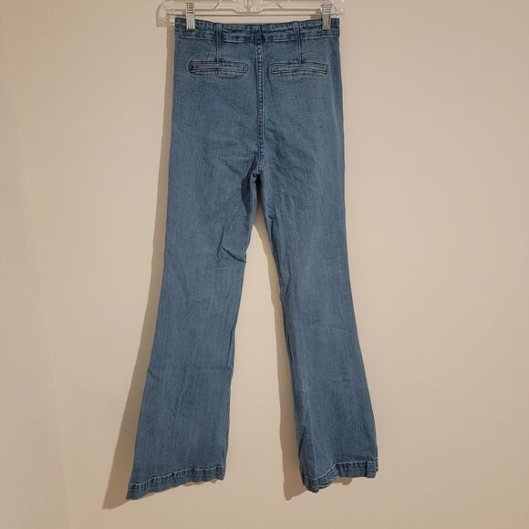 Forever 21 Womens Y2k Jeans Size 27 Flare Leg Side Fly Denim Pants Blue Vintage - Picture 2 of 6